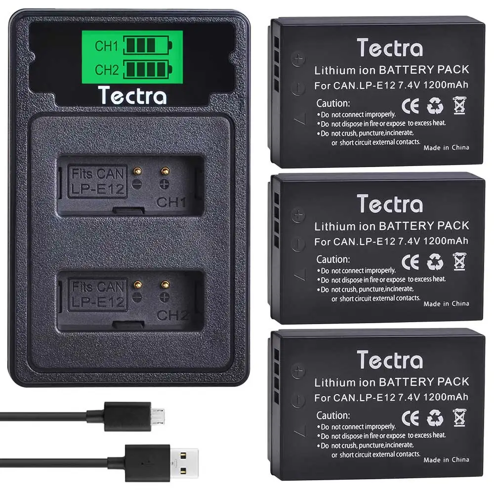 4PCS LP-E12 LPE12 LP E12 Camera Battery+LCD USB Type C Charger for Canon M 100D Kiss X7 Rebel SL1 EOS M10 EOS M50 DSLR - Цвет: 3 battery 1 charger