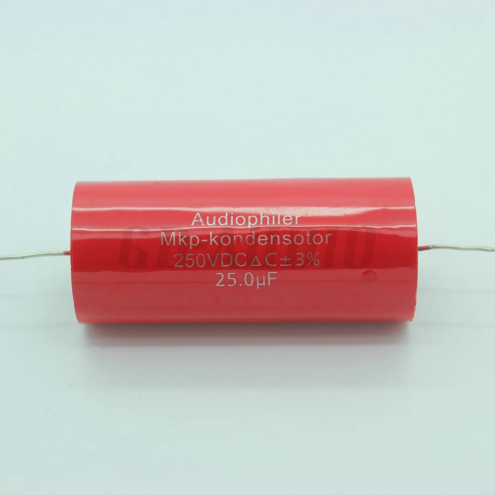Red Tubulor Audiophiler Axial MKP CAPACITOR 25uf 250VDC Audio Grade for tube guitar amplifier Speaker Crossover | Электроника