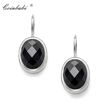 

Drop Earrings Black Oval Vintage Gift For Women Ts Earring Thomas Style 925 Sterling Silver Crystal Fashion Jewelry
