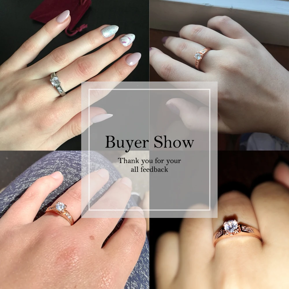 Austrian Crystal Wedding Rings for Women Sliver Color Engagement Ring For Lover Zirconia Fashion Rhinestone Jewelry R052 Xmas