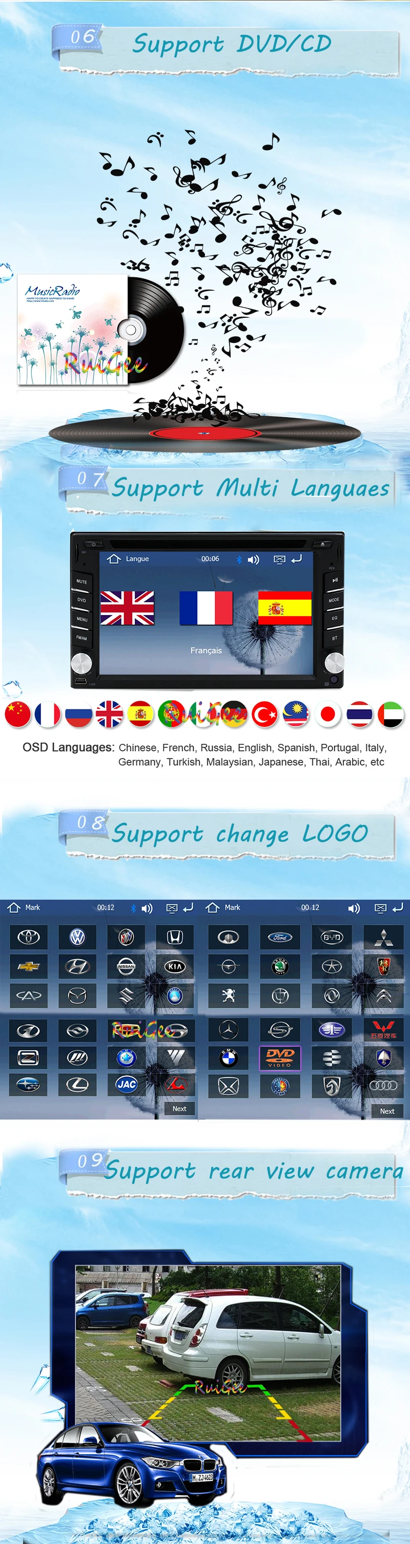 Sale 2DIN WINCE 8.0 dvd head universal car with  gps navigation rear camera of 7 HD Car Stereo Radio USB Interchangeable Player 4