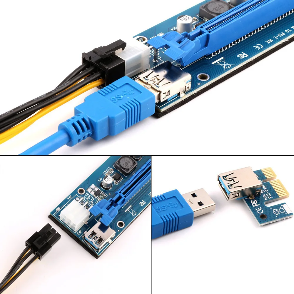 В наличии удлинитель Ubit 1x до 16x экспресс Райзер карта USB 3 0 PCIe SATA кабель питания от