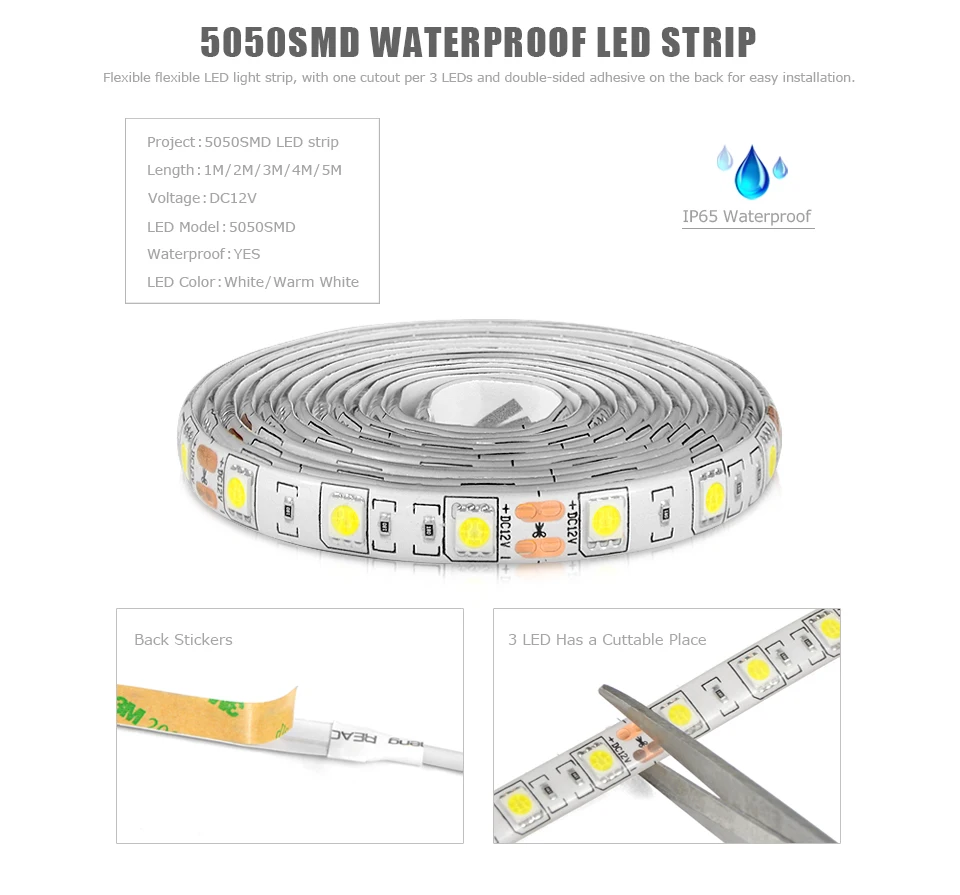 5050 SMD светодиодные полосы света с сенсорным переключателем затемнения 1 м 2 м 3 м 4 м 5 м 12 В светодиодные ленты s кухонный шкаф украшения