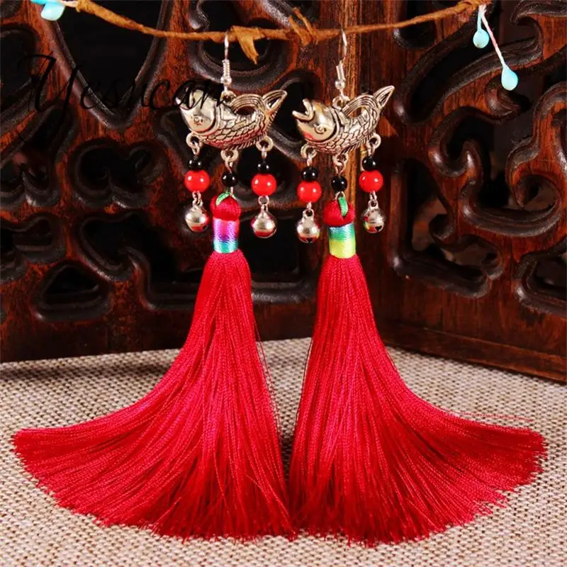 Женские серьги Yesucan длинные Винтажные с подвеской в виде рыбы|dangle drop earings|dangle