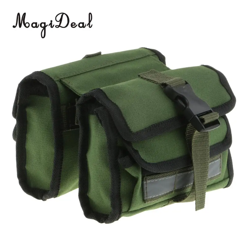 MagiDeal Bike Front Frame Top Tube Bag Storage Pocket Saddle Pannier Double Pouch Bag Phone Holder Green 
