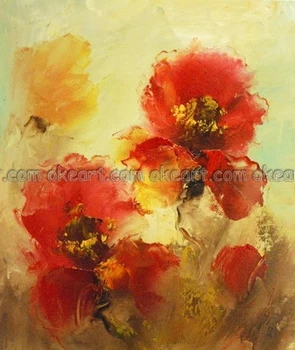 

oil paintings on canvas free shipping Flowers decoration Red Poppies Bathroom background High quality Modern Art Deco