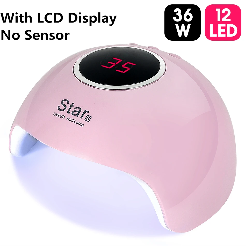 Star6 36 Вт лампа для ногтей 12 Светодиодный s сенсор лак для ногтей Сушилка для ногтей отверждение всех УФ-гель машина ЖК-дисплей УФ-светодиодный светильник для маникюра