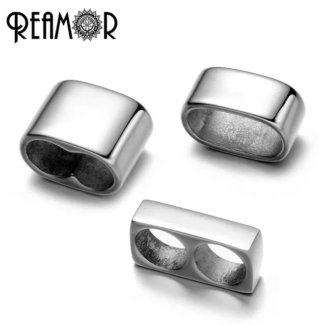 REAMOR 316l Stainless Steel Silver Tone 5mm Double/Square Hole Spacer