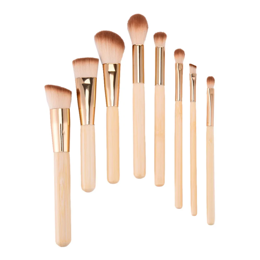 

2016 New Bamboo Handle Makeup Brush Set Pro High Quality Makeup Brushes 8pcs Foundation Powder Blush Eyeshadow Blend Makeup Tool