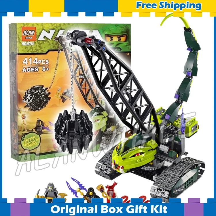 

414pcs New Ninja Fangpyre Wrecking Ball 9761 Model Building Blocks Kid Assembling Bricks Toys Original Box Compatible with Lego