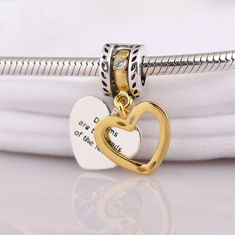 

2018 Hot S Fits Charm Bracelet DIY Fem Gift Party Jewelry 925 Sterling Silver Autumn Two-color Love Pendant Beads