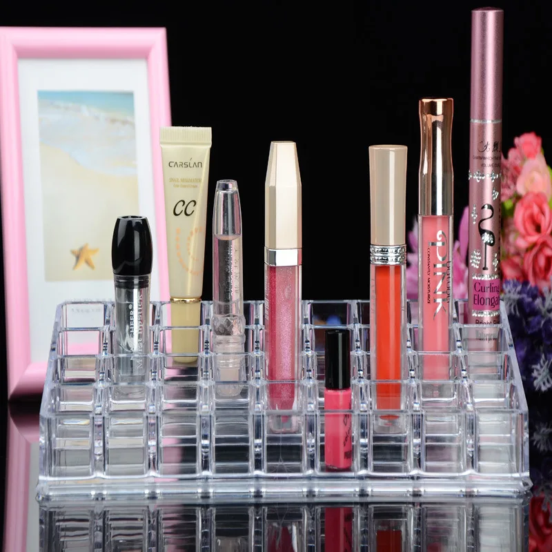 Acrylic Multi lattice Lipstick Shelf Display frame Make up box Make up