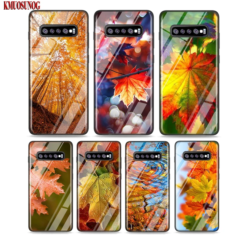 

Black Silicone Case Autumn Maple Leaf Art for Samsung Galaxy Note 10 9 8 Pro M30 M20 S10E S10 5G S9 S8 S7 Plus Cover