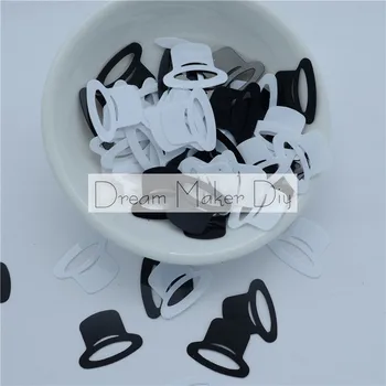 

800pcs(50g)/lot 13*18mm Black/White Cap/hat Shape Loose sequins Glitter Paillette Sewing Wedding Craft For Kids DIY Confetti