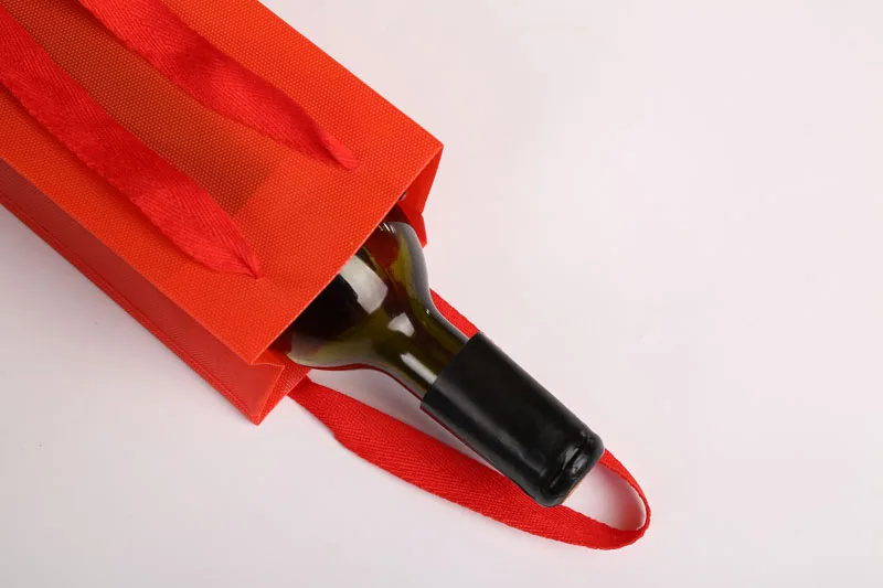 Твердые красные PP сплетенные вино упаковочные мешки 12 шт. 33x10x9 см вечерние бутылки для сока подарок на Рождество Перевозчик Черный Bungundy настроить принимаем