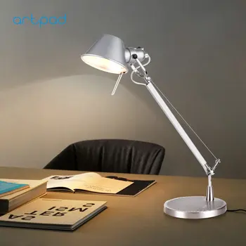 

Aluminium Long Arm E27 Lamp Base Silver Colour Led Desk Table Lamp Folding Living Room Bedroom Bedside Home Work Lighting