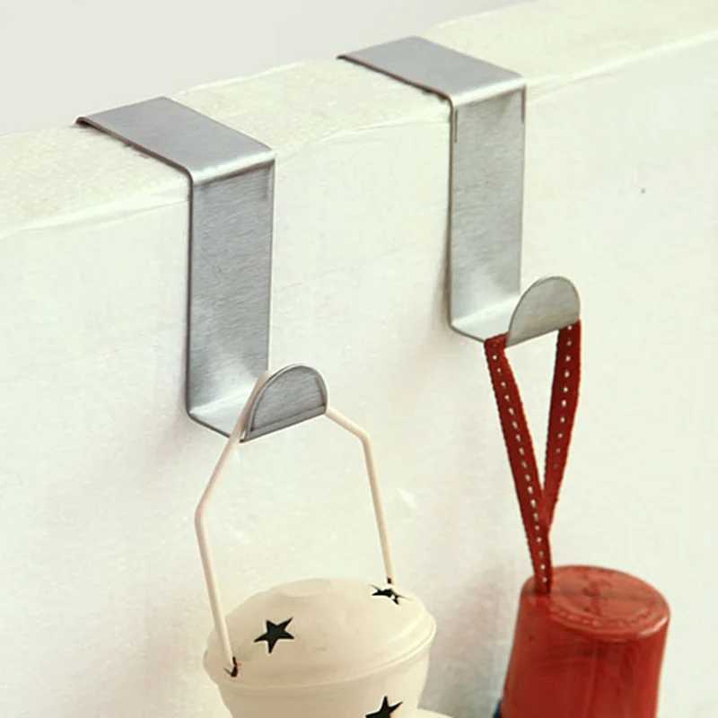

1set Stainless steel door back Z-shaped hook Cabinet hat Clothes Hanger Draw Towel Holder Over Door Hook hanging towel door rack