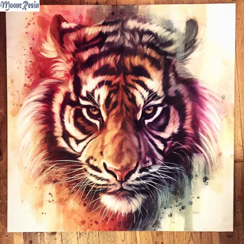 

MOONCRESIN 5D Diamond Mosaic The Angry Tiger Pattern Sticker Full Square Diamond Embroidery Flower Diy Diamond Painting Stitchs