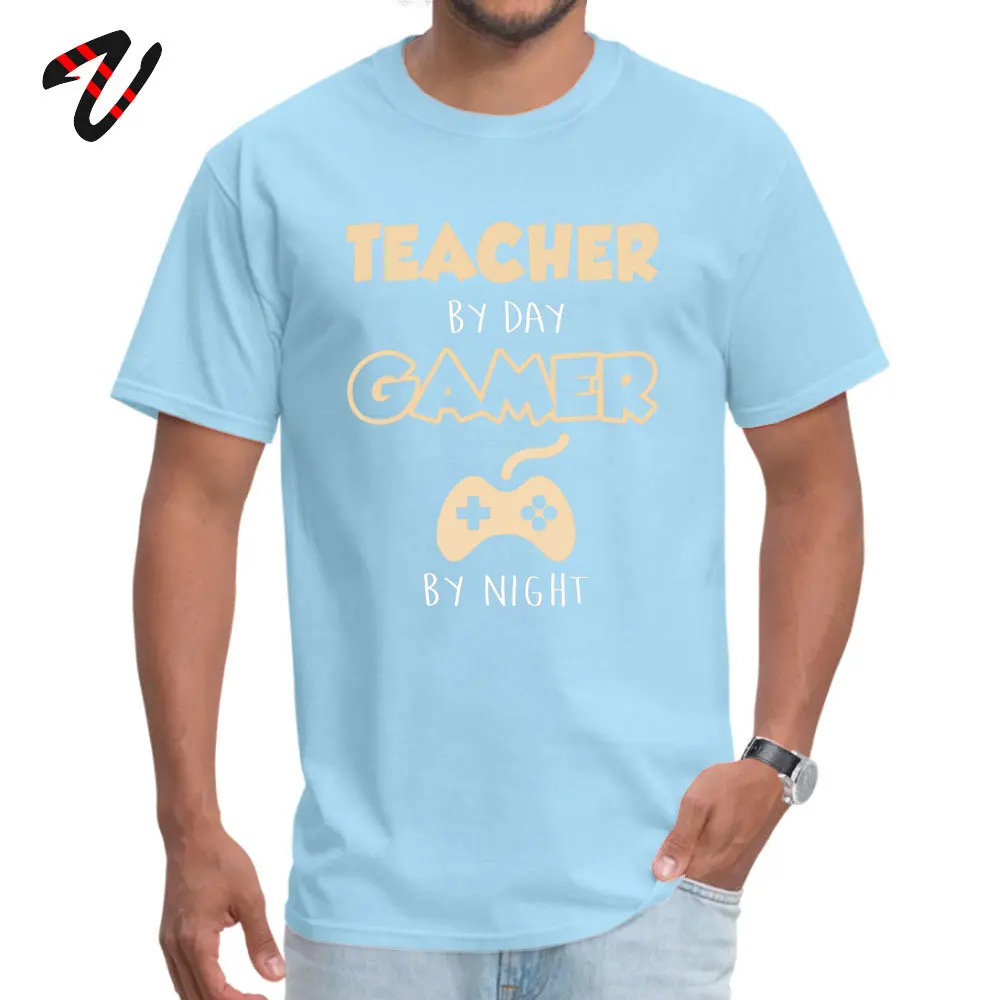 Printed Tops & Tees Wholesale O-Neck Normal Short Sleeve 100% Cotton Fabric Men T-shirts Camisa Tshirts Free Shipping Teacher By Day Gamer By Night. 16659 light