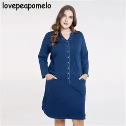 2018 весна осень новый Европейский Американский большой размер женское длинное джинсовое платье оверсайз женское платье с длинным рукавом