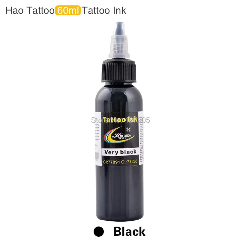Хао татуировки профессиональные татуировки подачи чернил 2 унц. 60 мл/bottle черный Цвет Топ пигмент для Средства ухода за кожей Книги по