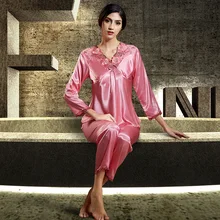 Эксклюзивное Новое поступление, Хлопковая женская летняя и Весенняя пижама с длинными рукавами, сексуальное ночное белье, вискоза, розовый, M, L, XL, XXL, YY6611