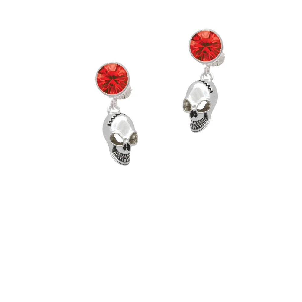 Large Skull Crystal Clip On Earrings (4)