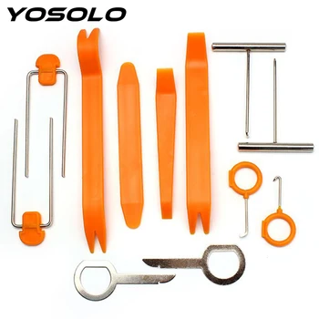 

YOSOLO 12Pcs/Set Installer Pry Repair Sets Dash Audio Stereo GPS Refitting Car Panel Removal Tools Automobile Yellow Plastic
