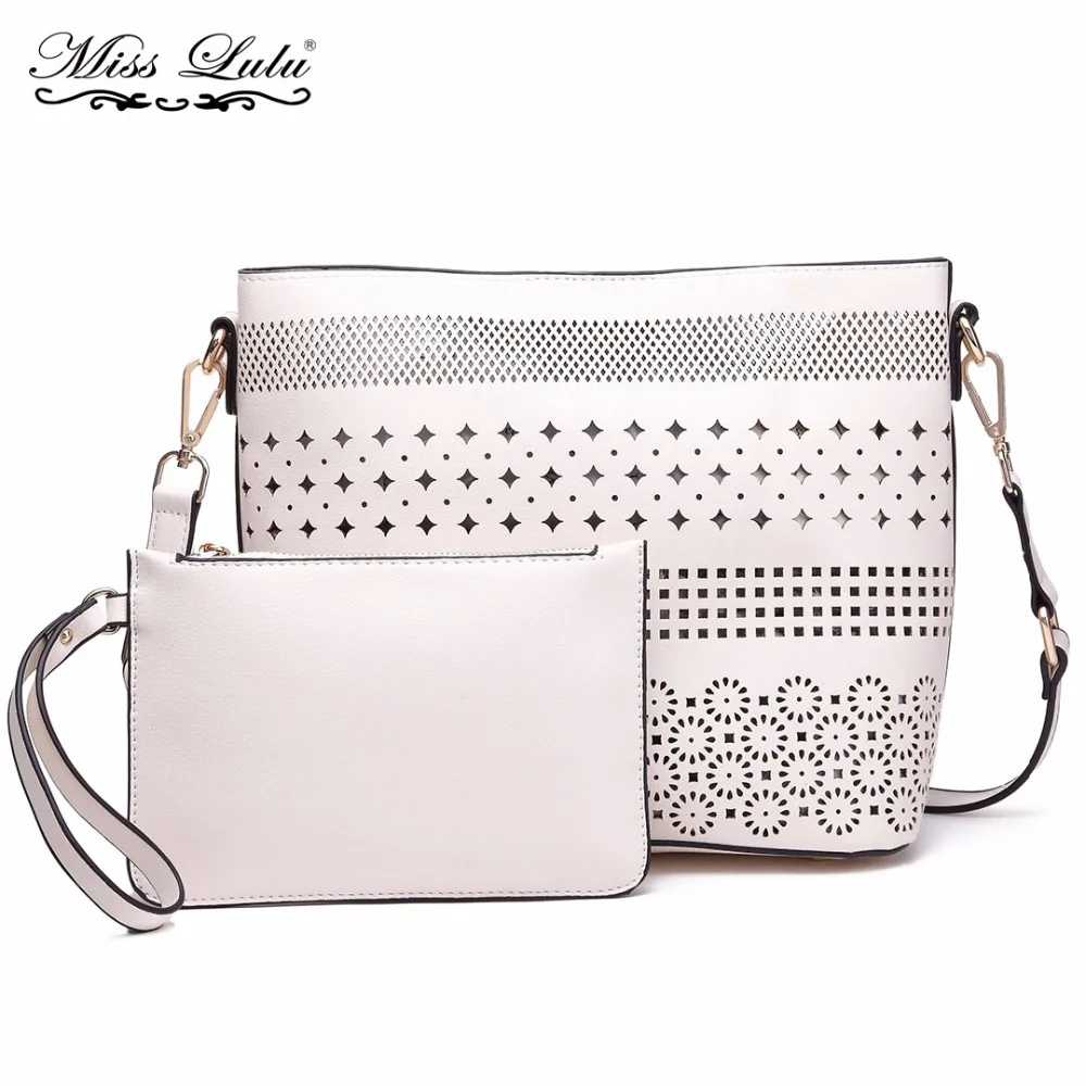 

Miss Lulu Women Laser Cut Out PU Leather Shoulder Bags Ladies Hollow Out Messenger Bags Handbag Cross Body Bags for Girls LT1735