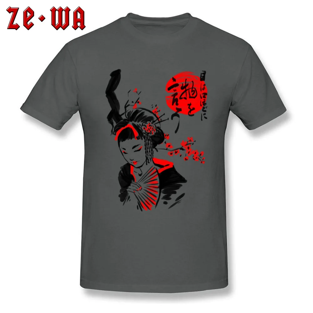 Round Collar Geisha 100% Cotton Men's T-shirts Normal Short Sleeve Tops & Tees New Coming Funny Tops T Shirt Wholesale Geisha carbon