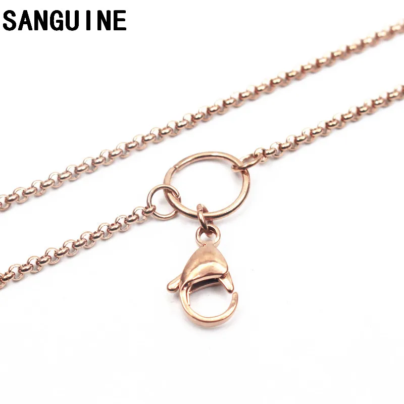 

1pcs/lot long Chains Necklace 80cm Stainless Steel Rose Gold Rope Chain Lobster Clasp Chains Jewelry For Women Floating Locket