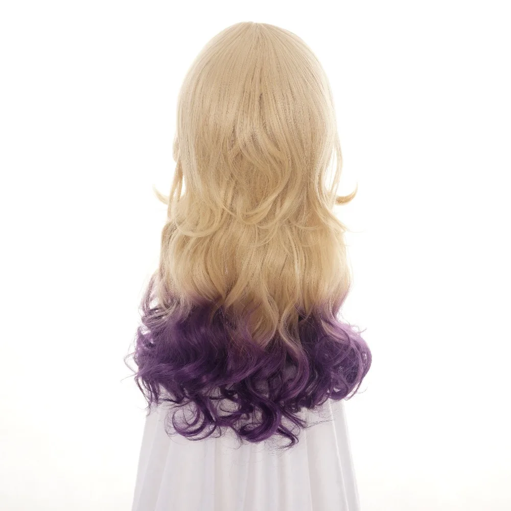 Ccutoo потомки 2 MAL Косплэй парик длинные волнистые Блондинка фиолетовый Ombre Синтетические волосы пробор костюм парик