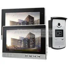 DIYSEUCR 10 дюймов проводной видео дверной звонок домашний Интерком охранника система RFID камера ночного видения 1 камера 2 монитора