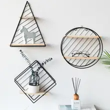 Innovative Iron Art Wooden Wall Mounted Storage Rack Organization Hangings Display Stand Shelf Living Room Home Wall Decoration