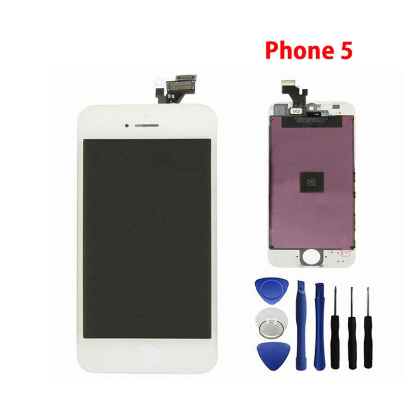 

AAA Quality LCD Display for iPhone 5 Screen Digitizer Assembly No Dead Pixel Pantalla for iPhone 5 LCD Solid White Color