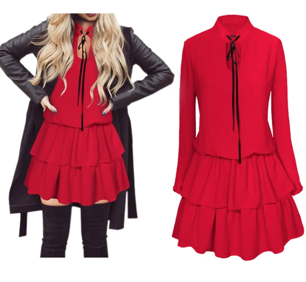2017 Europe and the United States fashion women's cotton and cotton leaf edge fashion Peng Peng dress special (1)