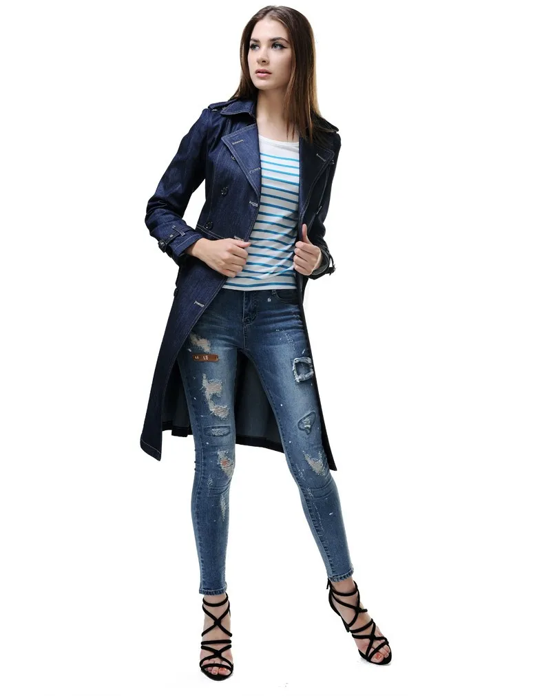 URSMART/новое осенне-зимнее высококачественное Брендовое джинсовое пальто с длинной талией, джинсовое пальто