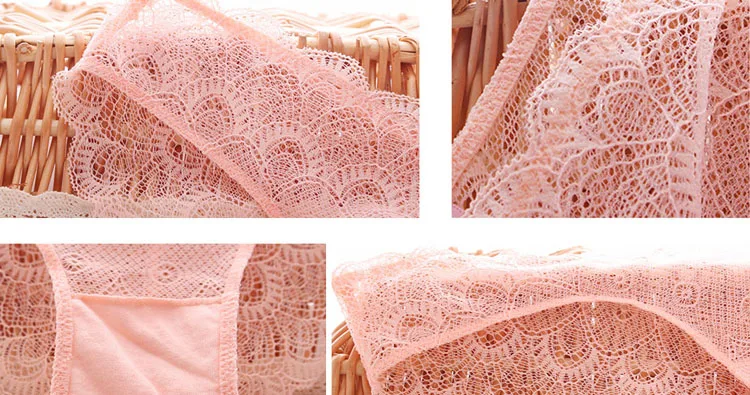 Women's Sexy Lace Panties Seamless Cotton Breathable Panty Transparent Briefs Plus Size Girl Low Rise Underwear (15)