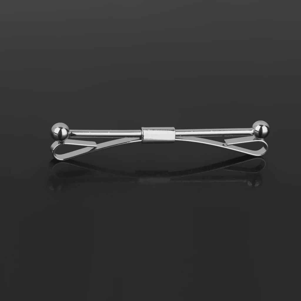 Phenovo Necktie Shirt Tie Collar Pin Tie Clip Clasp Bar Brooch Men fit wedding birthday party Accessory -Silver