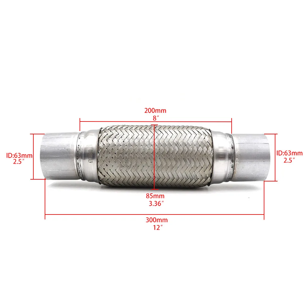 2," x 8" x 1" Автомобильная выхлопная Гибкая Труба Сильфон 201 из нержавеющей стали двойной Коннектор с оплеткой пульсация Серебряный YC101186
