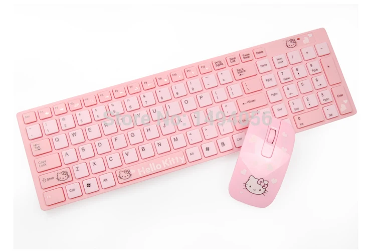 Hello Kitty keyboard and mouse wireless set cute girls ultra thin