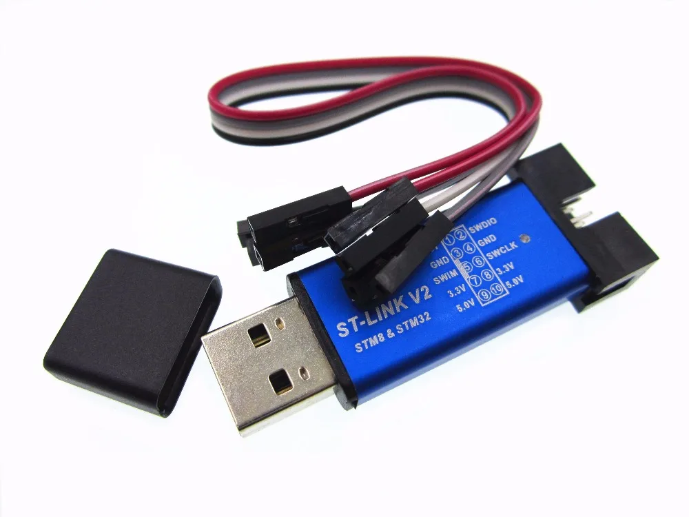 Demino Unidad de programación ST-Link V2 Mini STM8 STM32 Emulador Simulador Metal Descargador Color al Azar 5,5 x 1,5 x 0,5 cm 