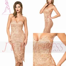 J & Y Sexy Exquisite Elegante Spitze Schatz Cocktailkleid Knielang Mit Delicate Appliques Graceful Spitze Partykleider
