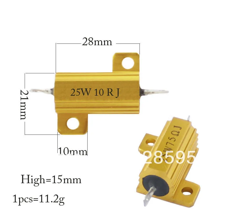 

25W 10 ohm 100% Original brand new Fixed Resistor Power Wirewound Aluminum Resistors Resistance +/- 5% (10pcs)