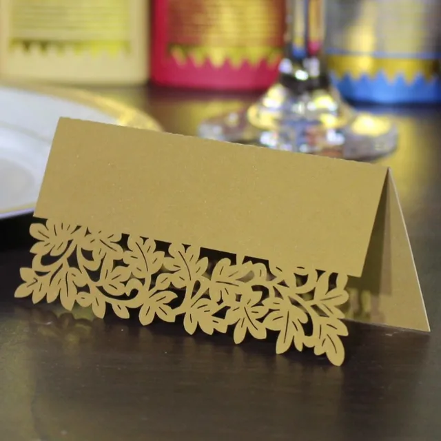 100pcs Lot Laser Cut Gold Wedding Party Table Name Place Cards Favor 100pcs Lot Laser Cut Gold Wedding Party Table Name Place Cards Favor Decor Leaf Design