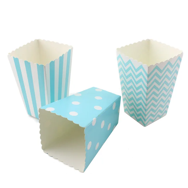 24pcs lot free shipping baby blue paper popcorn box strip chevron paper popcorn box