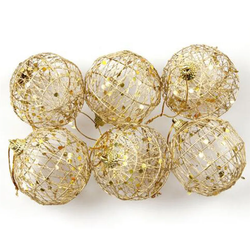 

1 set/6Pcs Christmas Drop Ornaments Xmas Tree Balls Decoration Baubles Party Wedding Ornament Pretty gold Balls #3o29