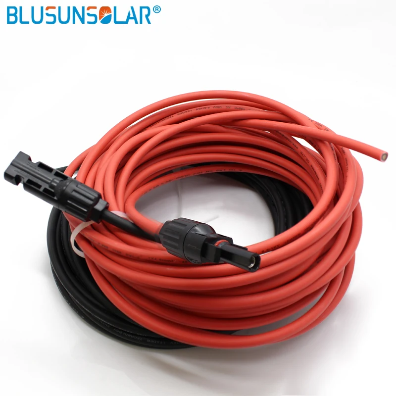 Extensão do Fio com Conector Preto e Vermelho Fio de Cobre Lote Metro Solar Cabo pv 10 12 14 Awg 2 Pec - 3 1 Cheap Cabos de energia