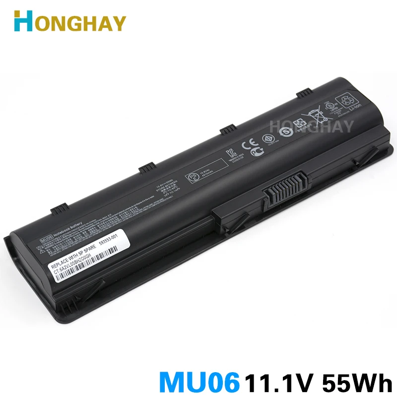 Pаспродажа HONGHAY 55WH MU06 ноутбук Батарея для hp павильон G4 G6 G7 G32 G42 G56 G62 G72 CQ32 CQ42 CQ43 CQ62 CQ56 CQ72 DM4 MU09 593553 001 аккумулятор большой емкости