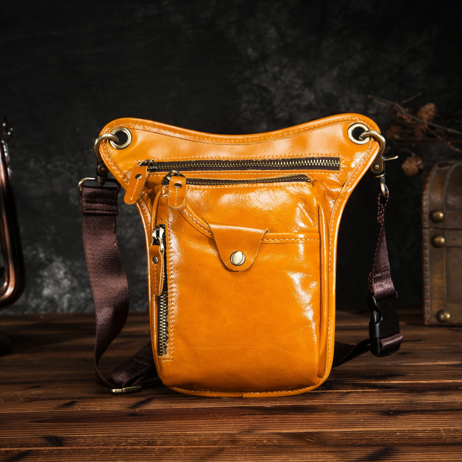 Оригинальная качественная кожаная Мужская Дизайнерская Повседневная Коричневая классическая сумка на ремне, модная дорожная поясная
